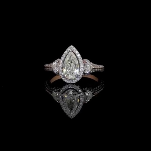 Pear-Shaped Diamond Halo Ring - Image 3